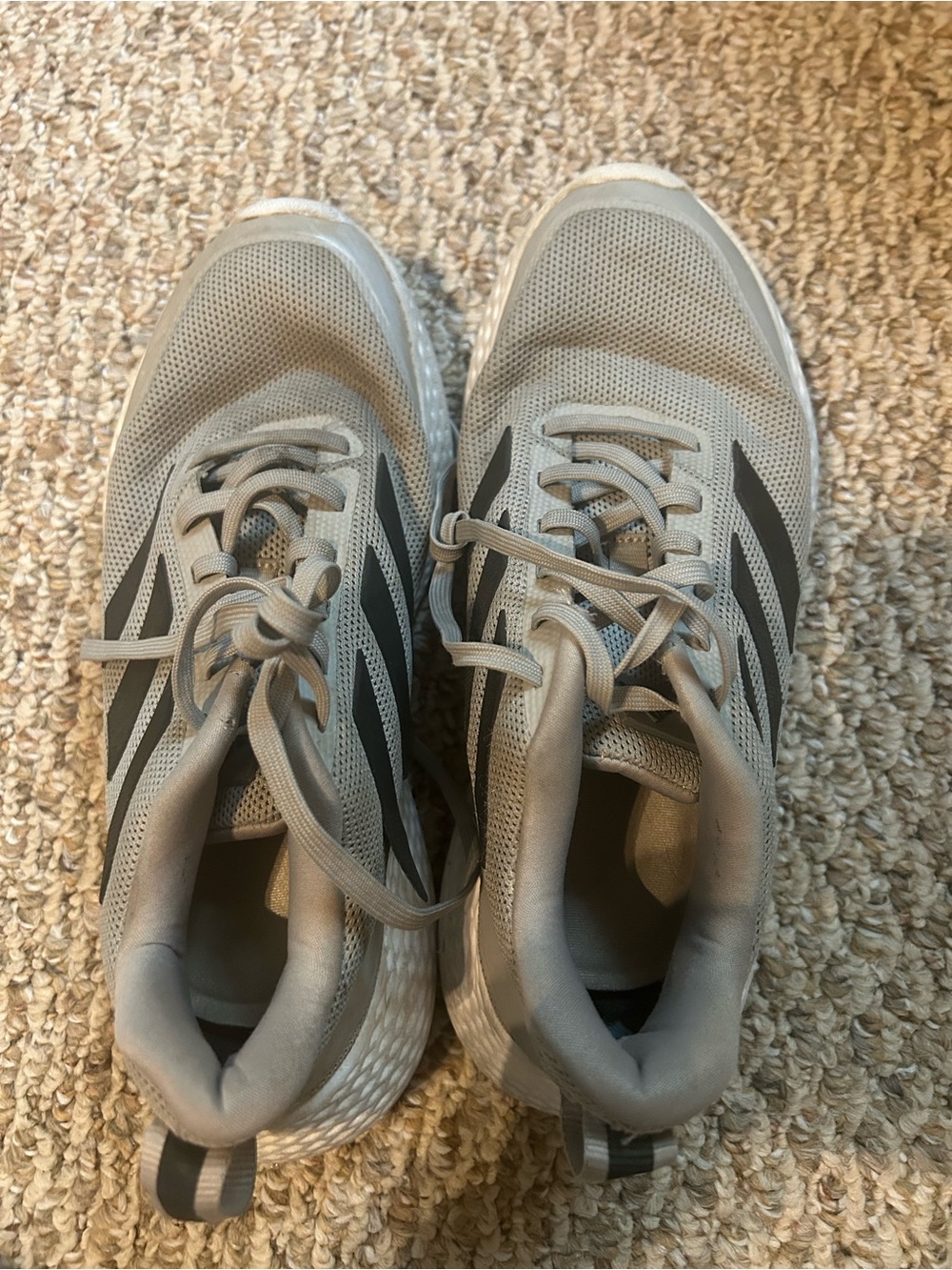 adidas Men's Athletic Shoes Light Gray with Black Stripes